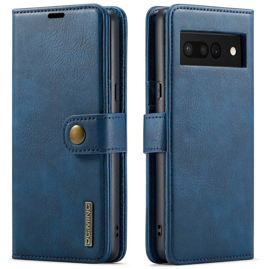 DG.MING For Google Pixel 7 Pro 5G Detachable 2-in-1 Phone Case Split Leather Wallet Stand Drop-proof Protective Cover - Blue