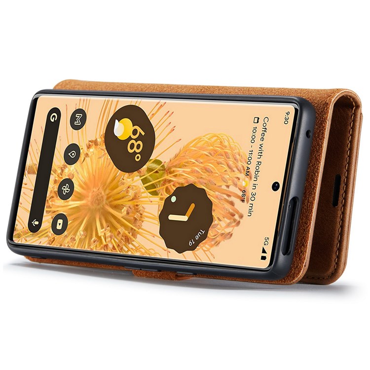 DG.MING For Google Pixel 7 Pro 5G Detachable 2-in-1 Phone Case Split Leather Wallet Stand Drop-proof Protective Cover - Brown
