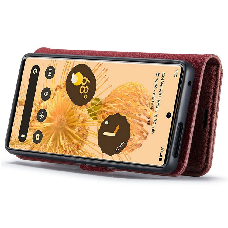 DG.MING For Google Pixel 7 Pro 5G Detachable 2-in-1 Phone Case Split Leather Wallet Stand Drop-proof Protective Cover - Red