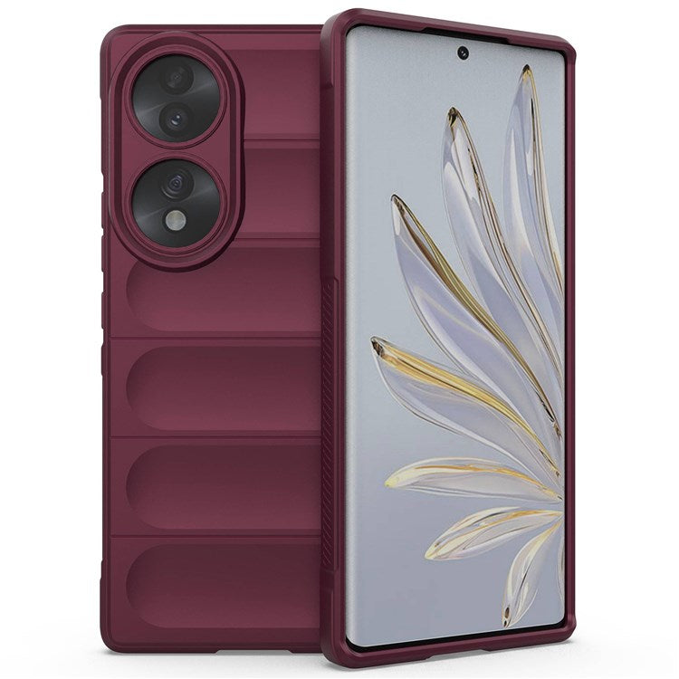 For Honor 70 5G Soft TPU Phone Case Shock Absorption Drop-proof Mobile Phone Cover - Wine Red
