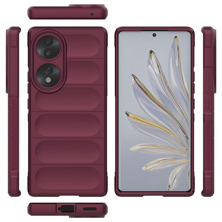 For Honor 70 5G Soft TPU Phone Case Shock Absorption Drop-proof Mobile Phone Cover - Wine Red
