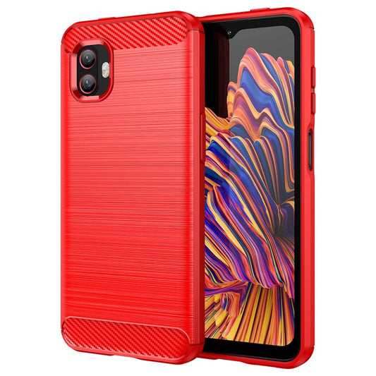 For Samsung Galaxy Xcover6 Pro 5G/Xcover Pro 2 5G Anti-drop TPU Phone Case Carbon Fiber Texture Brushed Surface Wear-resistant Cover - Red