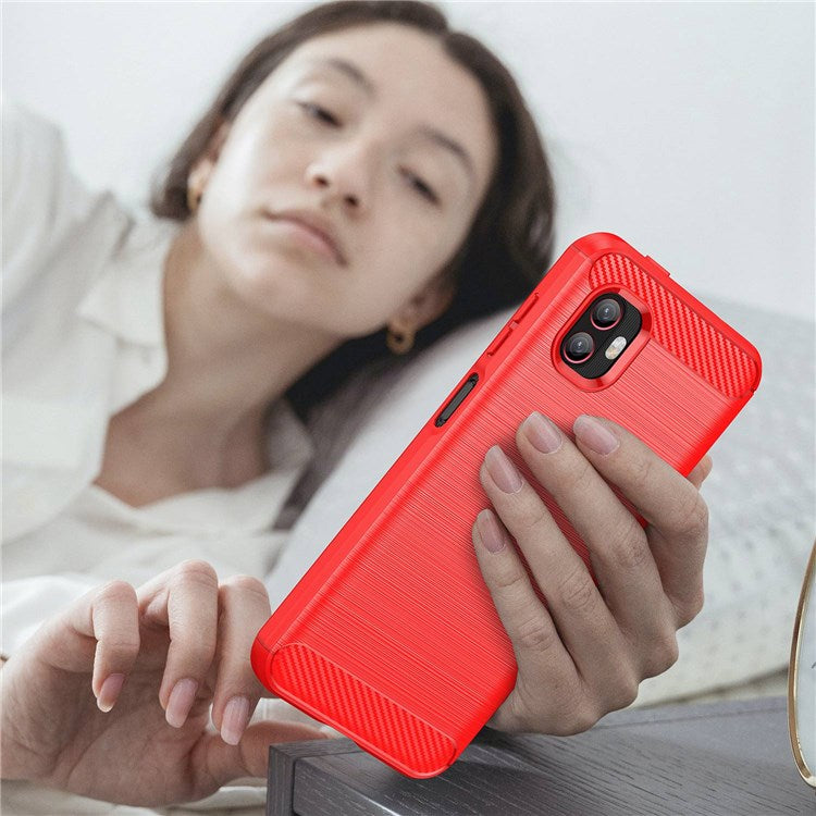 For Samsung Galaxy Xcover6 Pro 5G/Xcover Pro 2 5G Anti-drop TPU Phone Case Carbon Fiber Texture Brushed Surface Wear-resistant Cover - Red