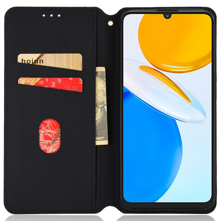 For Honor X7 Magnetic Adsorption Phone Stand Wallet Protective Case PU Leather Rhombus Imprint Cellphone Cover Shell - Silver