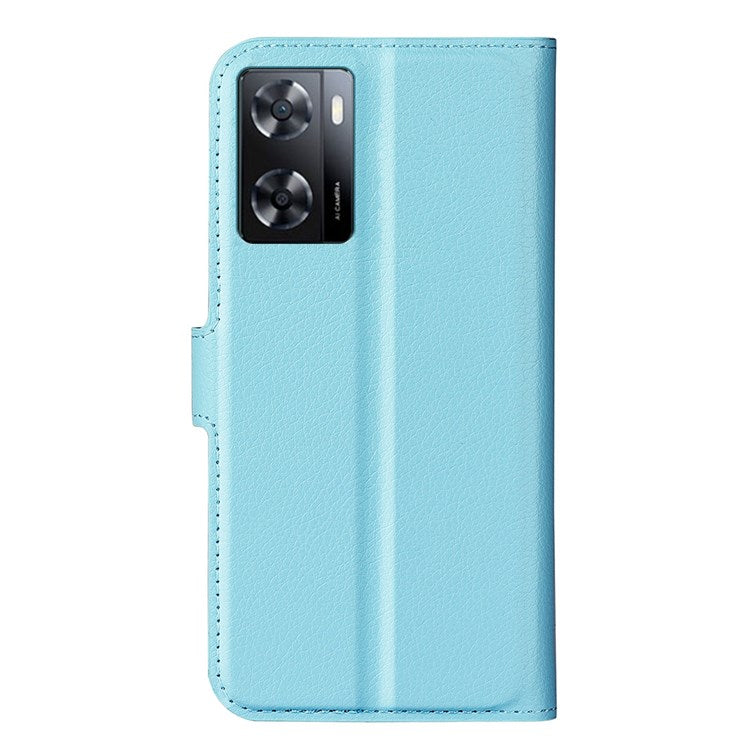 PU Leather Stand Wallet Phone Case for Oppo A57 4G / A57s 4G, Litchi Texture Full Protection Folio Flip Cover - Blue