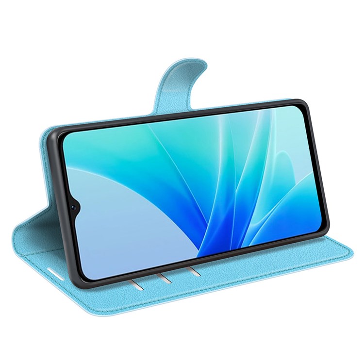 PU Leather Stand Wallet Phone Case for Oppo A57 4G / A57s 4G, Litchi Texture Full Protection Folio Flip Cover - Blue