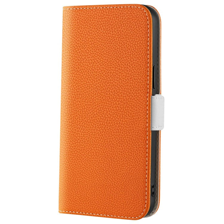 Litchi Texture Wallet Phone Case for Oppo A96 4G, Candy Color PU Leather Viewing Stand Flip Folio Cover - Orange