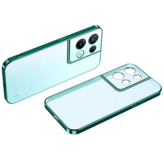 SULADA For Oppo Reno8 5G (Global Version) / Reno8 5G Cell Phone Case Flexible TPU Electroplating Frame Dustproof Clear Phone Cover - Green