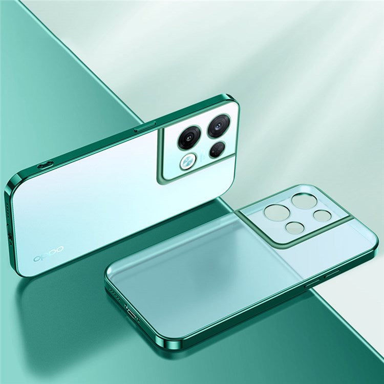 SULADA For Oppo Reno8 5G (Global Version) / Reno8 5G Cell Phone Case Flexible TPU Electroplating Frame Dustproof Clear Phone Cover - Green