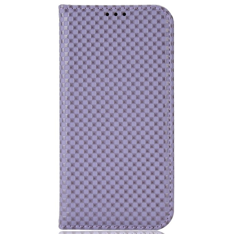 For OnePlus Nord 2T 5G Anti-dust Mobile Phone Bag Cover Grid Texture PU Leather Auto Closing Stand Wallet - Light Purple