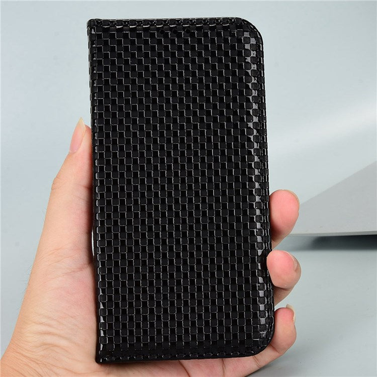 For Oppo A57 (2022) 5G / A77 5G / OnePlus Nord N300 5G / Realme Narzo 50 5G / V23 5G Grid Texture PU Leather Stand Wallet Case Magnetic Auto-absorbed Phone Cover - Black