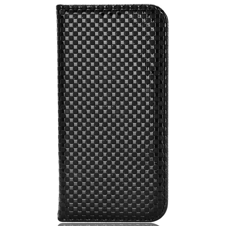 For Oppo A57 (2022) 5G / A77 5G / OnePlus Nord N300 5G / Realme Narzo 50 5G / V23 5G Grid Texture PU Leather Stand Wallet Case Magnetic Auto-absorbed Phone Cover - Black