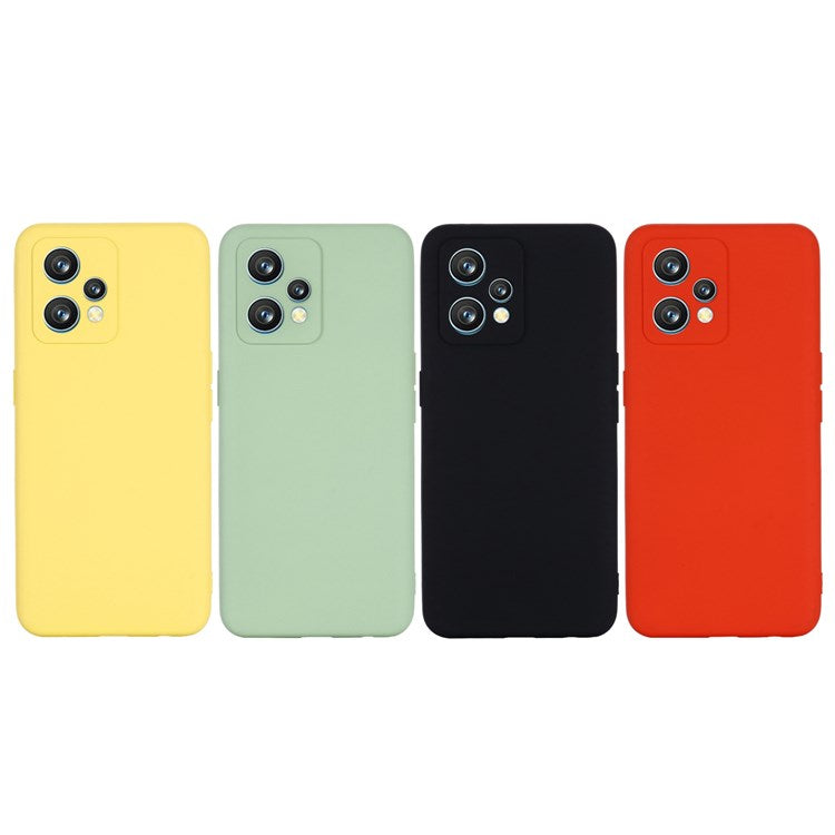 For Realme 9 4G / Narzo 50 Pro 5G  Liquid Silicone Case Anti-scratch Good Protection Cover with Strap - Black