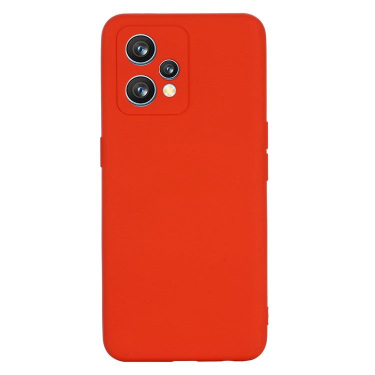 For Realme 9 4G / Narzo 50 Pro 5G  Liquid Silicone Case Anti-scratch Good Protection Cover with Strap - Red