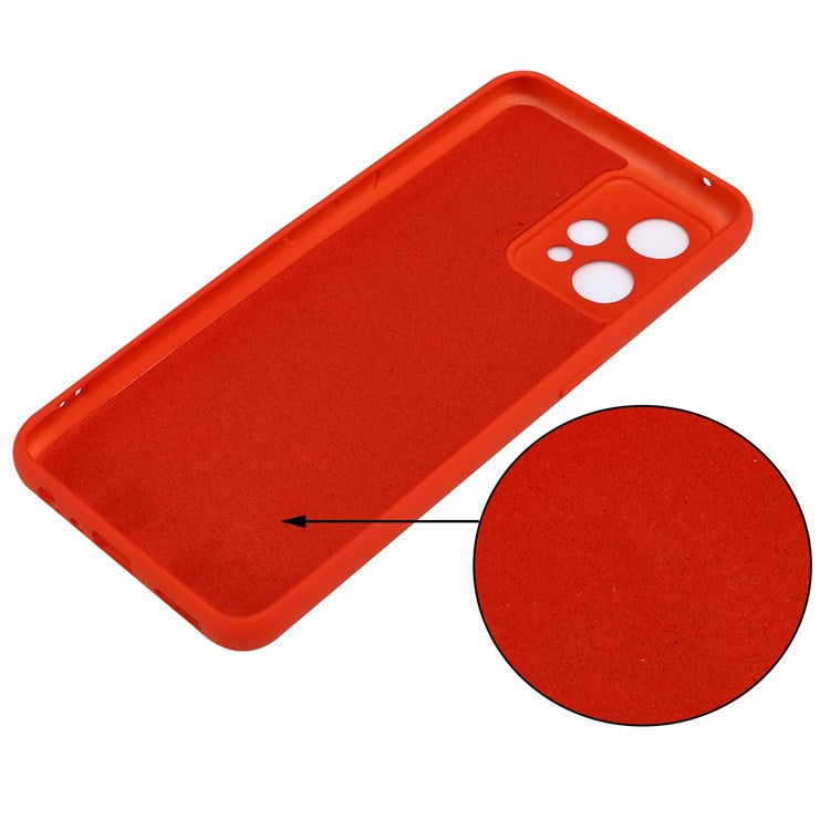 For Realme 9 4G / Narzo 50 Pro 5G  Liquid Silicone Case Anti-scratch Good Protection Cover with Strap - Red