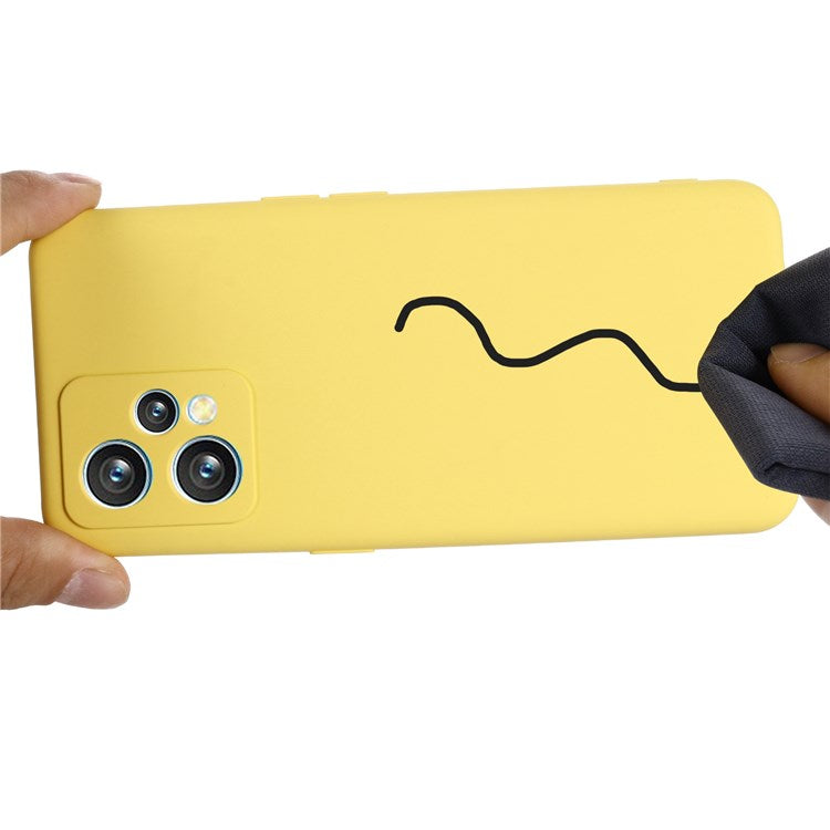 For Realme 9 4G / Narzo 50 Pro 5G  Liquid Silicone Case Anti-scratch Good Protection Cover with Strap - Yellow