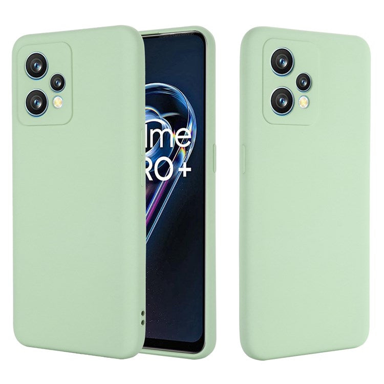 For Realme 9 4G / Narzo 50 Pro 5G  Liquid Silicone Case Anti-scratch Good Protection Cover with Strap - Green