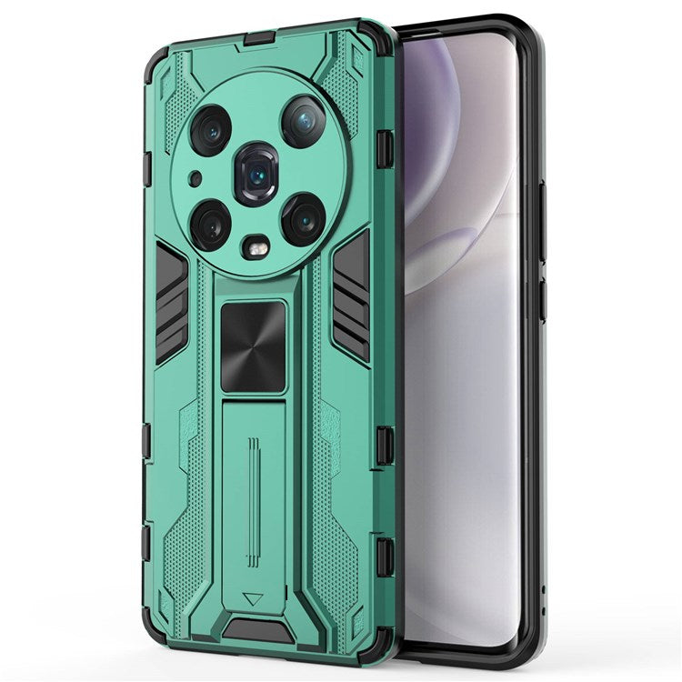 For Honor Magic4 Pro 5G Hybrid Kickstand Phone Case Hard PC Soft TPU Shock-Absorbing Cover - Green