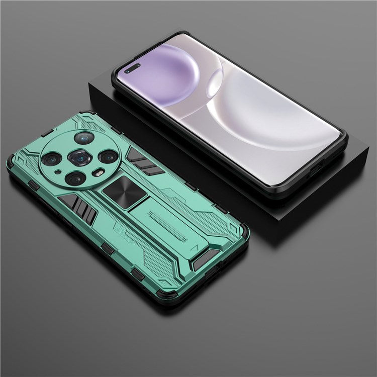 For Honor Magic4 Pro 5G Hybrid Kickstand Phone Case Hard PC Soft TPU Shock-Absorbing Cover - Green