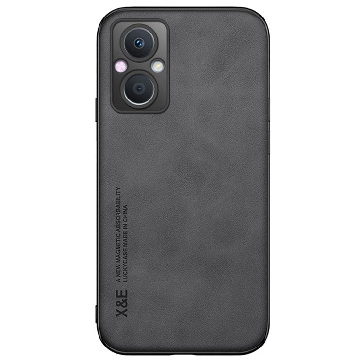 X&E For Oppo A96 5G / Reno7 Z 5G / Reno7 Lite 5G / F21 Pro 5G / OnePlus Nord N20 5G Skin-touch PU Leather Coated TPU Phone Case with Built-in Metal Sheet - Dark Grey