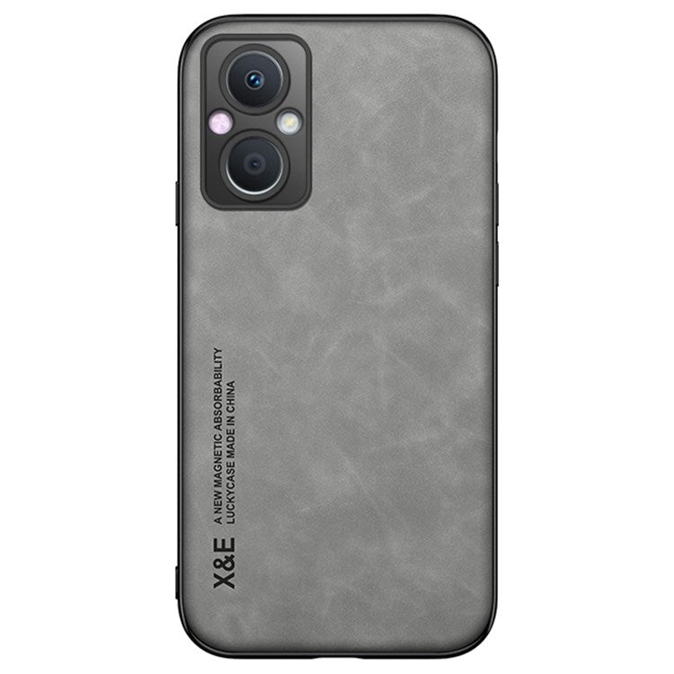 X&E For Oppo A96 5G / Reno7 Z 5G / Reno7 Lite 5G / F21 Pro 5G / OnePlus Nord N20 5G Skin-touch PU Leather Coated TPU Phone Case with Built-in Metal Sheet - Light Grey