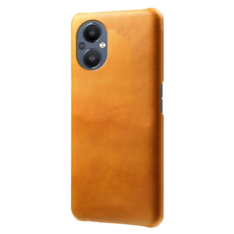 Protective Phone Case for Oppo Reno8 Lite 5G, Textured PU Leather Coated Hard PC Cover - Orange