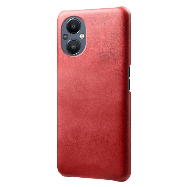 Protective Phone Case for Oppo Reno8 Lite 5G, Textured PU Leather Coated Hard PC Cover - Red