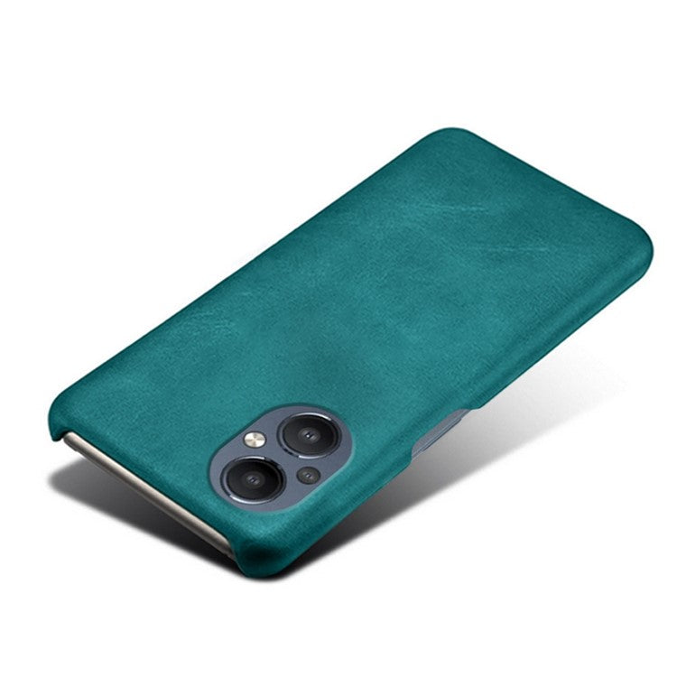 Protective Phone Case for Oppo Reno8 Lite 5G, Textured PU Leather Coated Hard PC Cover - Green