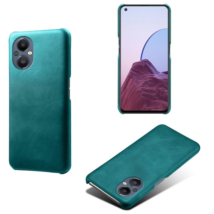 Protective Phone Case for Oppo Reno8 Lite 5G, Textured PU Leather Coated Hard PC Cover - Green