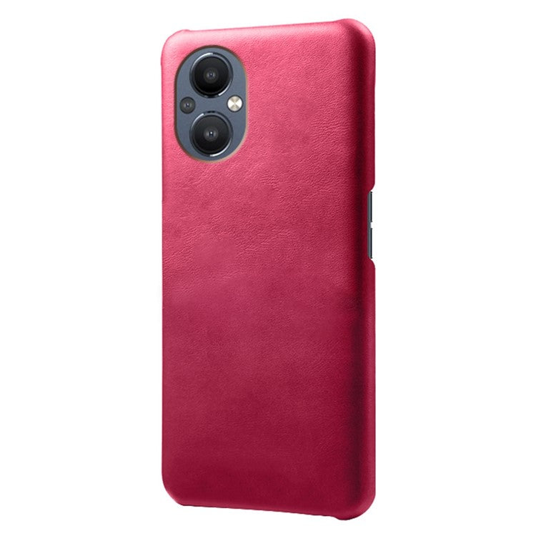 Protective Phone Case for Oppo Reno8 Lite 5G, Textured PU Leather Coated Hard PC Cover - Rose