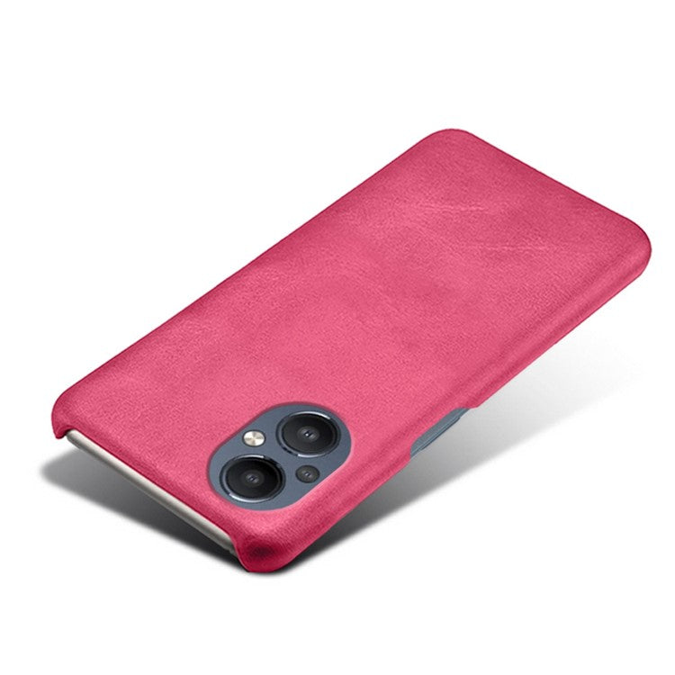 Protective Phone Case for Oppo Reno8 Lite 5G, Textured PU Leather Coated Hard PC Cover - Rose