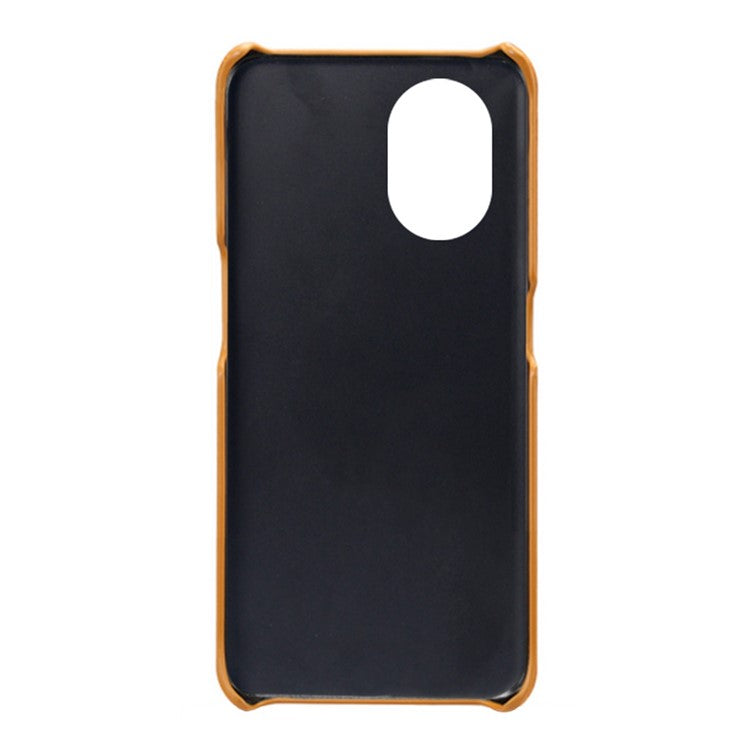 PU Leather Coated Hard PC Case for Oppo Reno8 Lite 5G, Dual Card Slots Well-protected Phone Cover - Orange