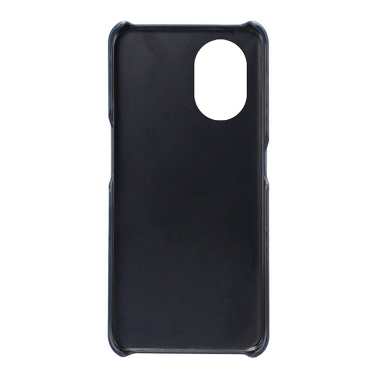PU Leather Coated Hard PC Case for Oppo Reno8 Lite 5G, Dual Card Slots Well-protected Phone Cover - Blue