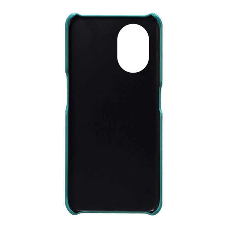 PU Leather Coated Hard PC Case for Oppo Reno8 Lite 5G, Dual Card Slots Well-protected Phone Cover - Green