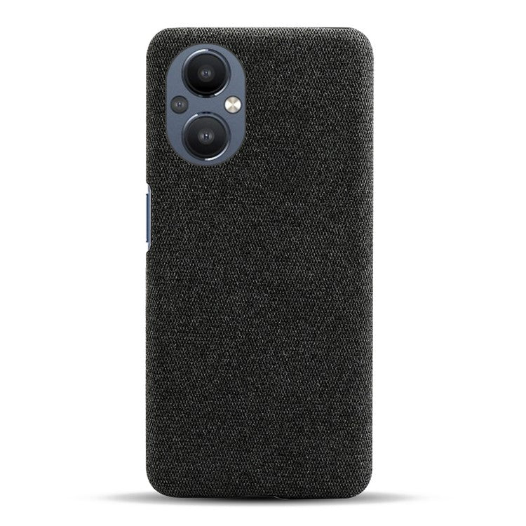 Protective Case for Oppo Reno8 Lite 5G, Solid Color Anti-scratch Hard PC+Cloth Phone Cover - Black