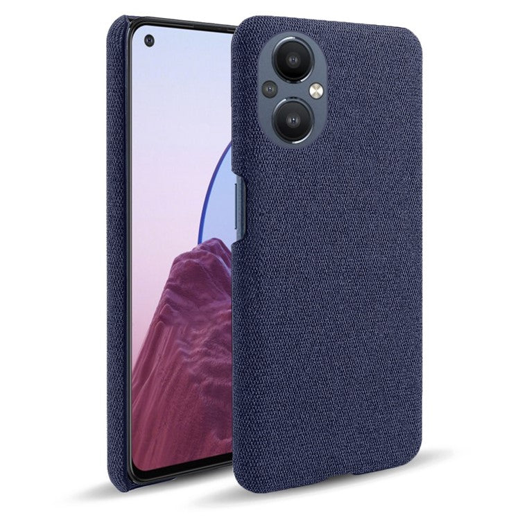 Protective Case for Oppo Reno8 Lite 5G, Solid Color Anti-scratch Hard PC+Cloth Phone Cover - Blue