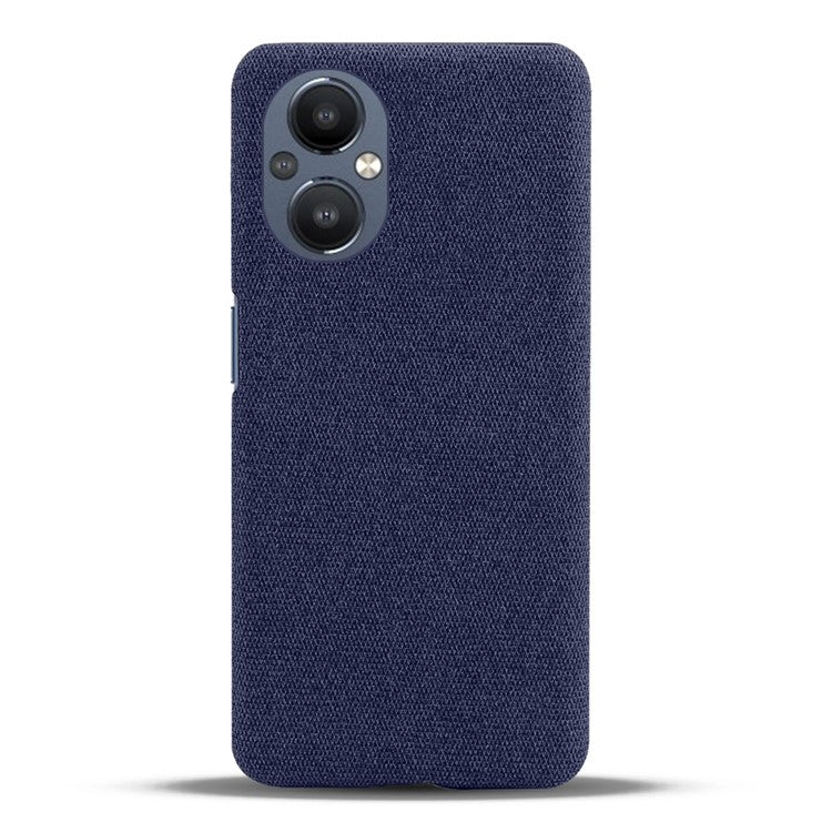 Protective Case for Oppo Reno8 Lite 5G, Solid Color Anti-scratch Hard PC+Cloth Phone Cover - Blue