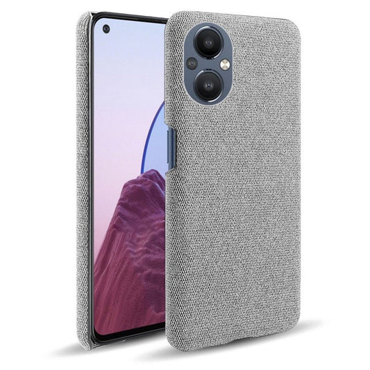 Protective Case for Oppo Reno8 Lite 5G, Solid Color Anti-scratch Hard PC+Cloth Phone Cover - Light Grey