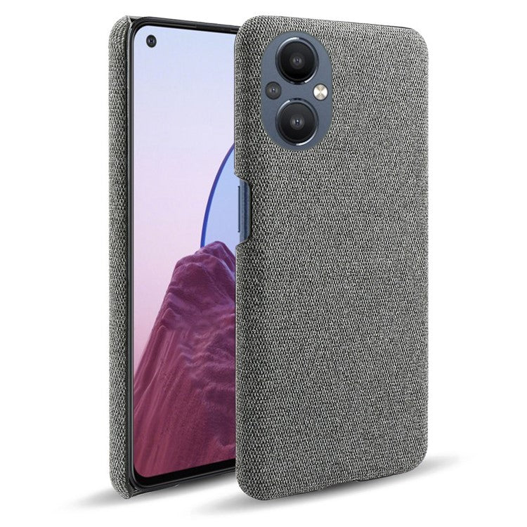 Protective Case for Oppo Reno8 Lite 5G, Solid Color Anti-scratch Hard PC+Cloth Phone Cover - Grey
