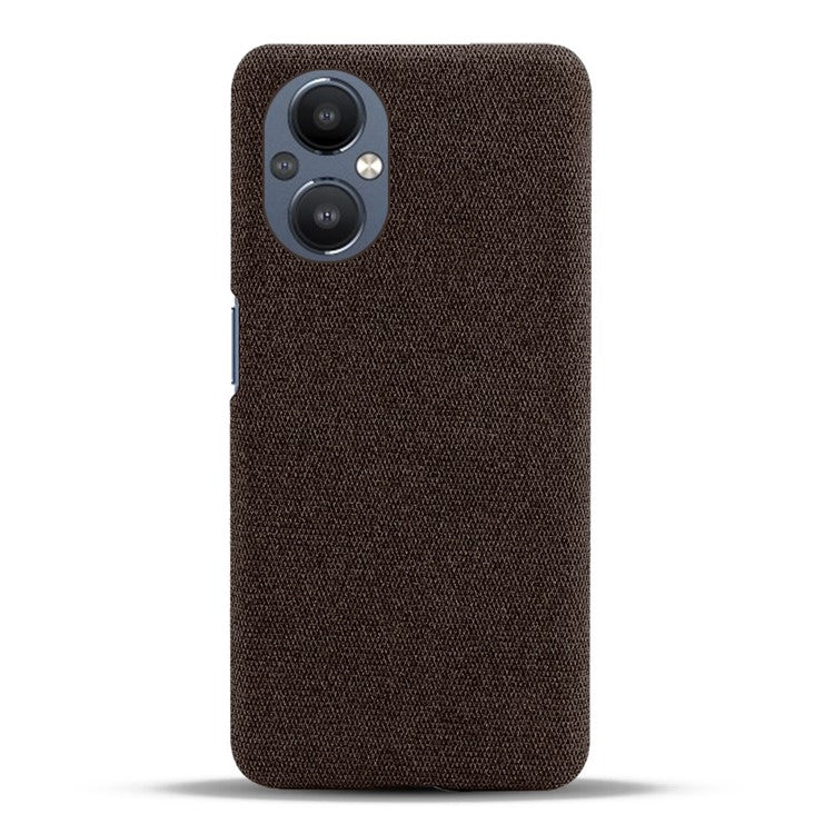 Protective Case for Oppo Reno8 Lite 5G, Solid Color Anti-scratch Hard PC+Cloth Phone Cover - Brown