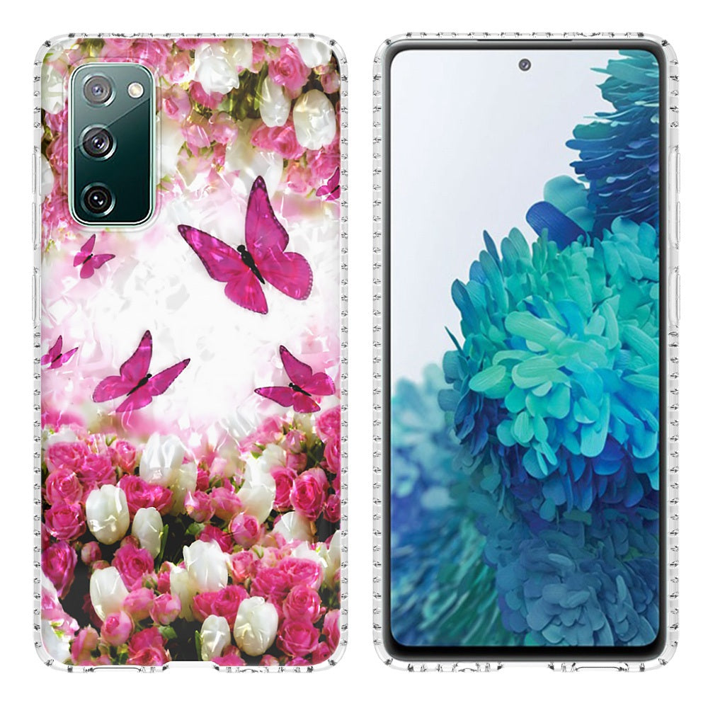 YB IMD Series-13 for Samsung Galaxy S20 FE / S20 FE 5G / S20 FE 2022 / S20 Lite 2.0mm TPU Phone Case IMD IML Shell Pattern Airbag Protective Cover - BK007-Dancing Butterfly