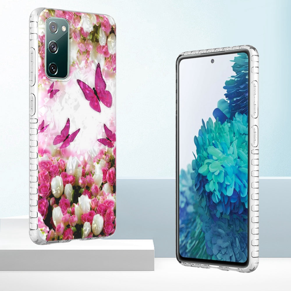 YB IMD Series-13 for Samsung Galaxy S20 FE / S20 FE 5G / S20 FE 2022 / S20 Lite 2.0mm TPU Phone Case IMD IML Shell Pattern Airbag Protective Cover - BK007-Dancing Butterfly