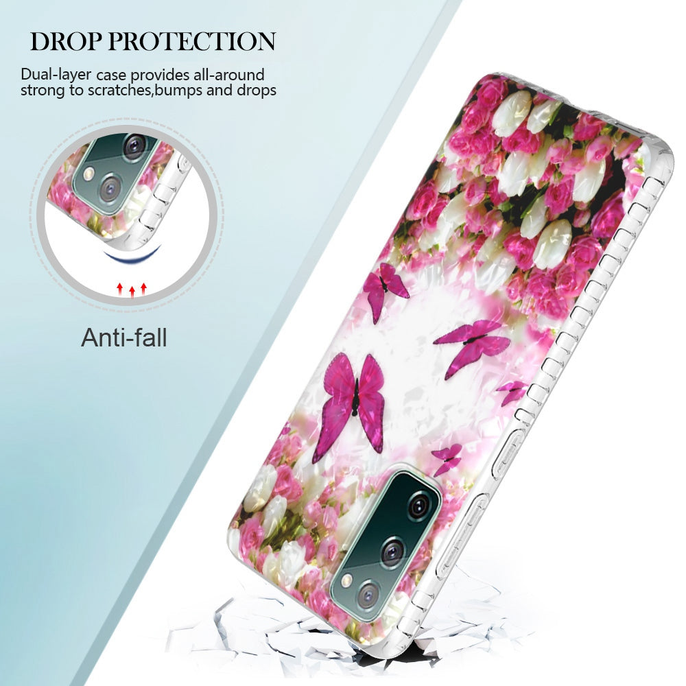 YB IMD Series-13 for Samsung Galaxy S20 FE / S20 FE 5G / S20 FE 2022 / S20 Lite 2.0mm TPU Phone Case IMD IML Shell Pattern Airbag Protective Cover - BK007-Dancing Butterfly