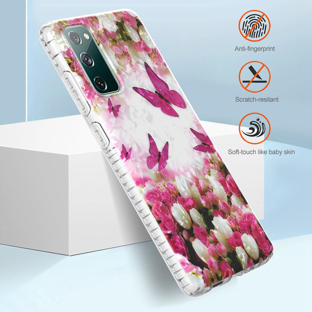 YB IMD Series-13 for Samsung Galaxy S20 FE / S20 FE 5G / S20 FE 2022 / S20 Lite 2.0mm TPU Phone Case IMD IML Shell Pattern Airbag Protective Cover - BK007-Dancing Butterfly