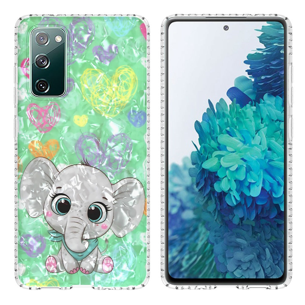 YB IMD Series-13 for Samsung Galaxy S20 FE / S20 FE 5G / S20 FE 2022 / S20 Lite 2.0mm TPU Phone Case IMD IML Shell Pattern Airbag Protective Cover - BK009-Elephant