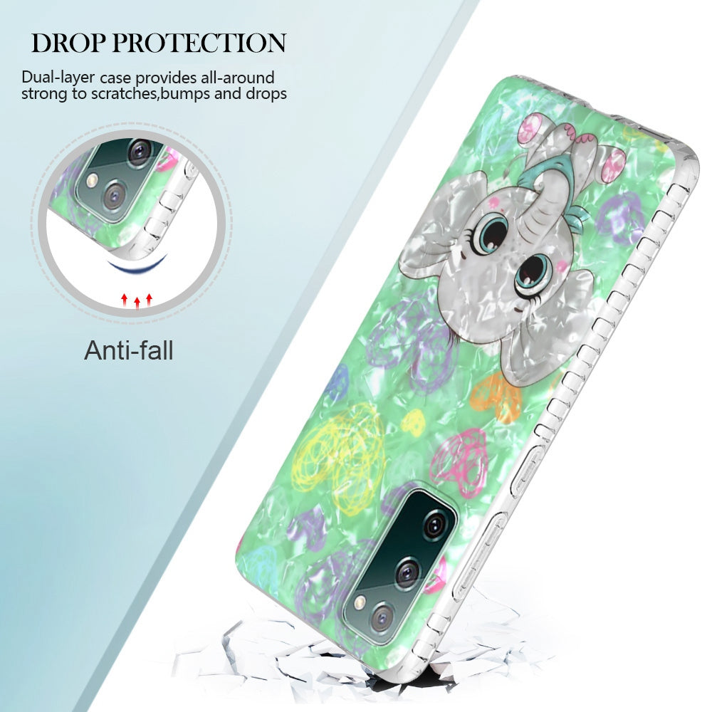 YB IMD Series-13 for Samsung Galaxy S20 FE / S20 FE 5G / S20 FE 2022 / S20 Lite 2.0mm TPU Phone Case IMD IML Shell Pattern Airbag Protective Cover - BK009-Elephant