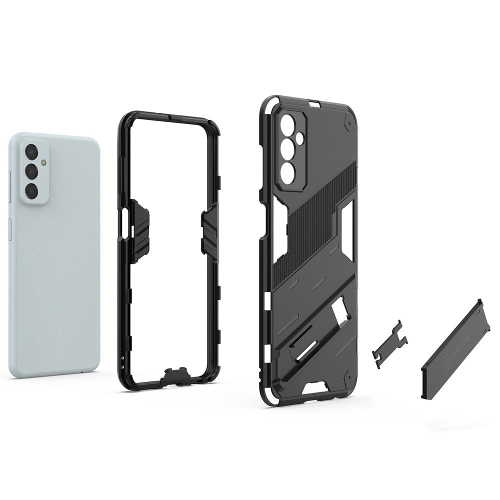 For Samsung Galaxy M13 4G Kickstand Protective Phone Case Drop-proof Hard PC Soft TPU Hybrid Cover - Green