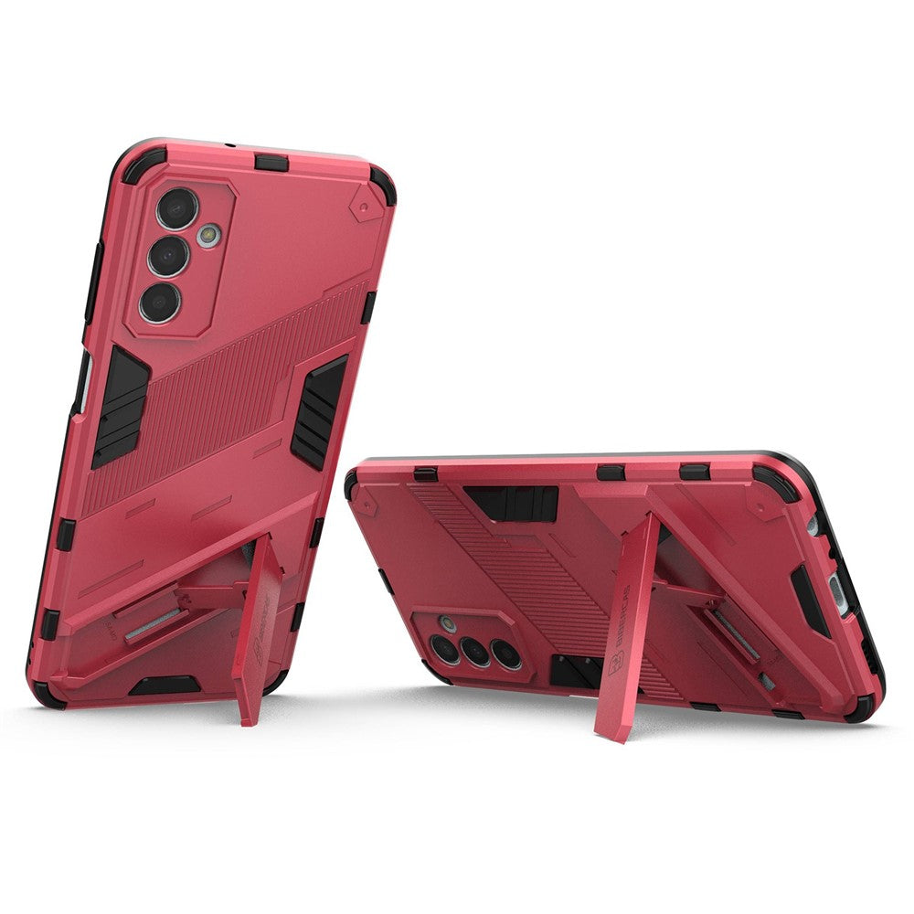 For Samsung Galaxy M13 4G Kickstand Protective Phone Case Drop-proof Hard PC Soft TPU Hybrid Cover - Rose