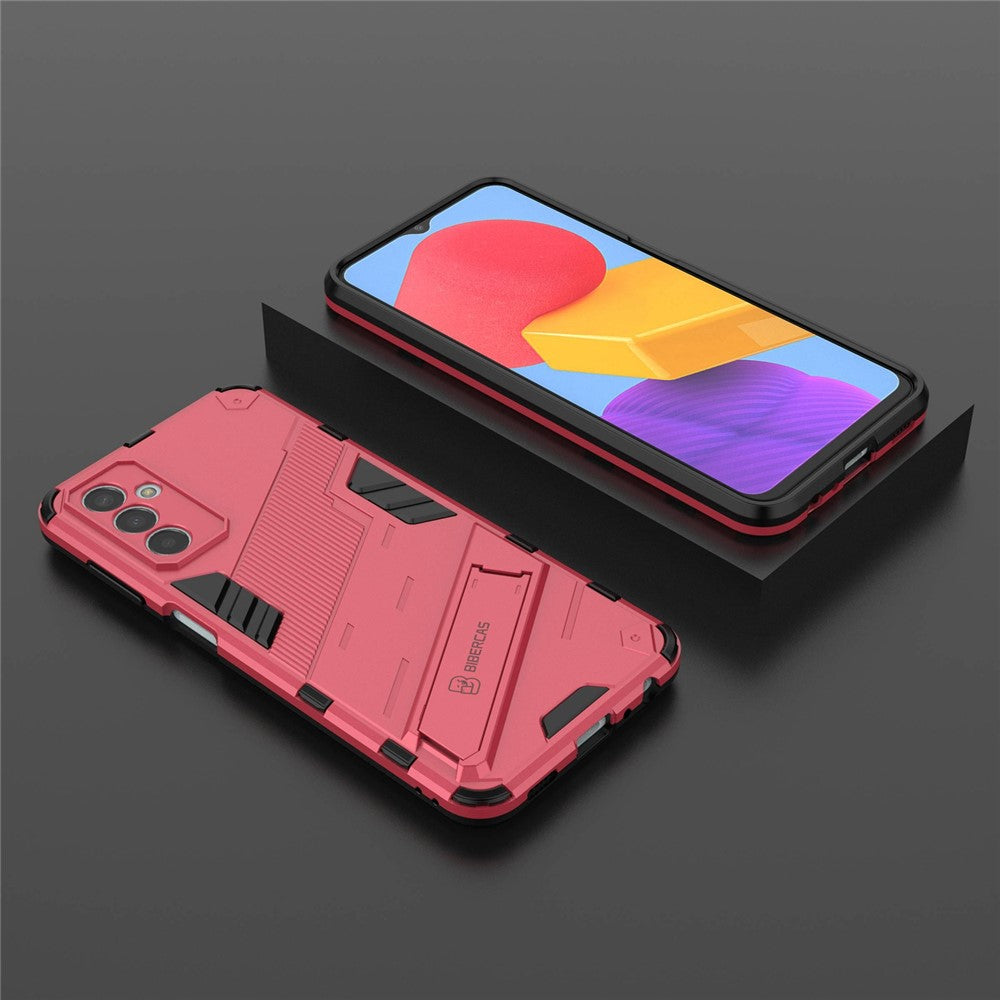 For Samsung Galaxy M13 4G Kickstand Protective Phone Case Drop-proof Hard PC Soft TPU Hybrid Cover - Rose