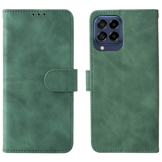 For Samsung Galaxy M53 5G Drop Proof Folio Flip Stand Wallet PU Leather Case Skin-Touch Feeling Protective Cover - Green